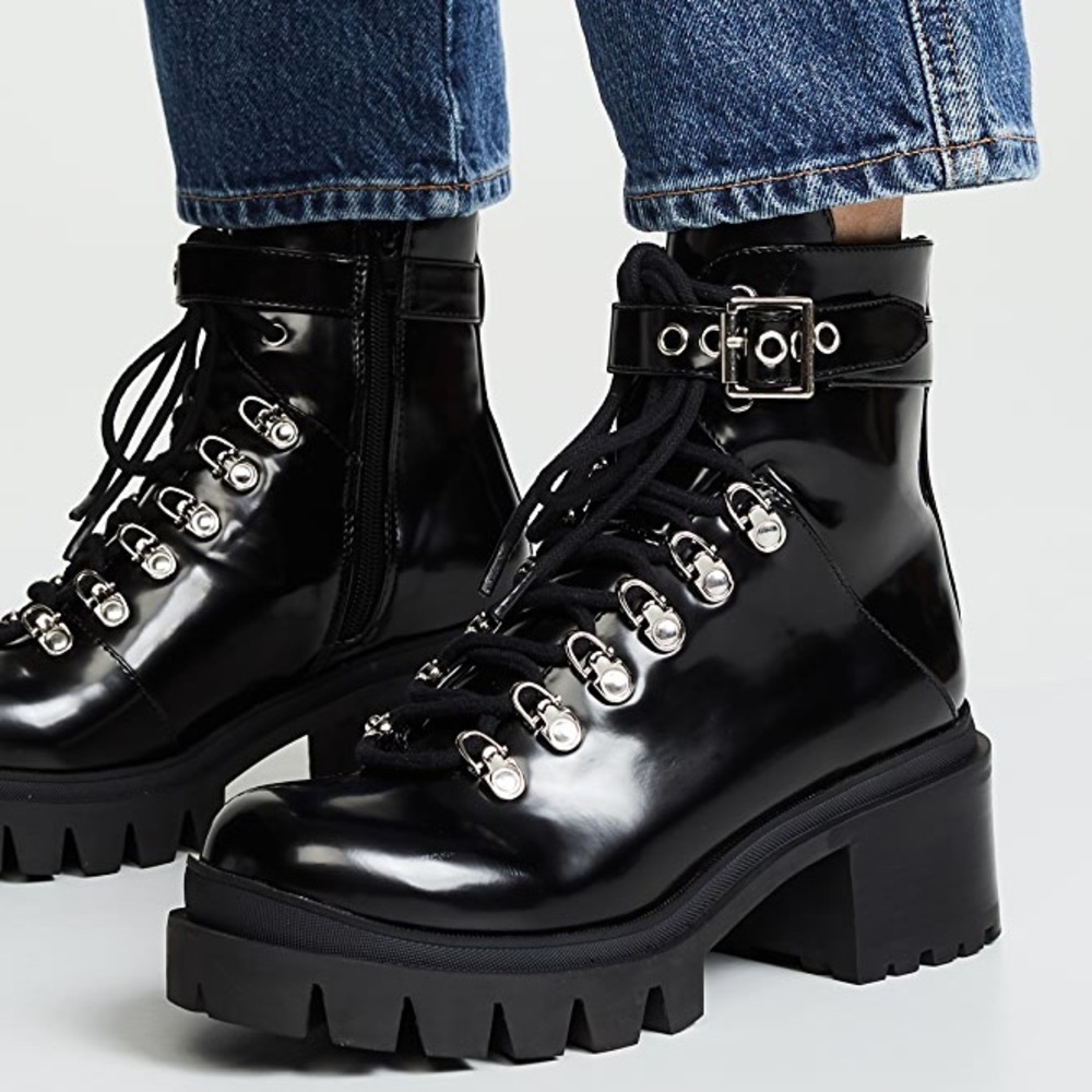 JEFFREY CAMPBELL CZECH PLATFORM COMBAT BOOT - SIZE 7.5